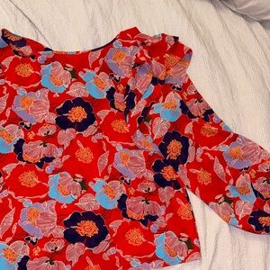 Elegant Floral Red Blouse